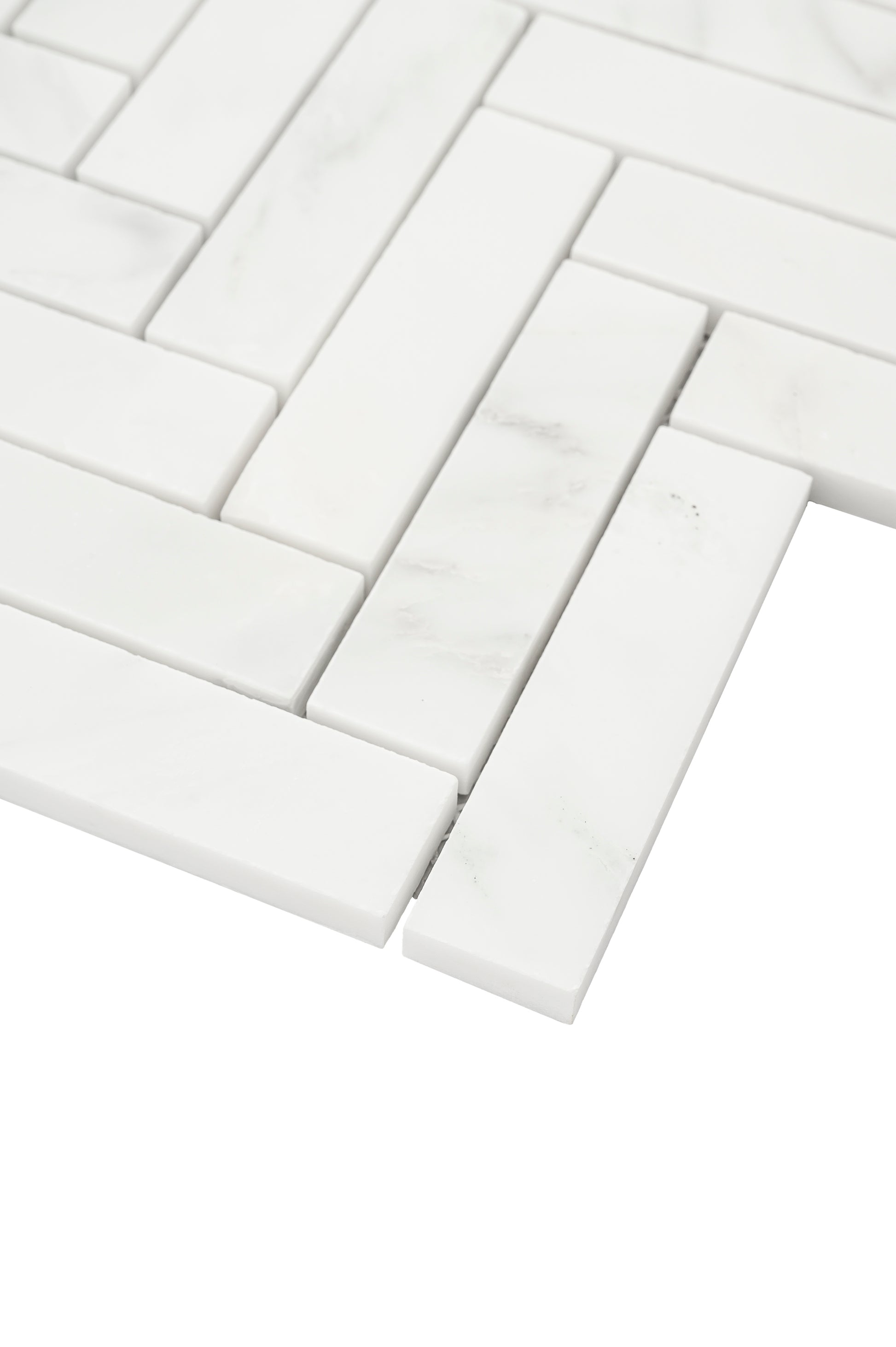 Casablanca Carrara 1x4 Herringbone Mosaic Marble Tile | Honed-Main Inventory-All Products,Natural Stone-Riad Tile