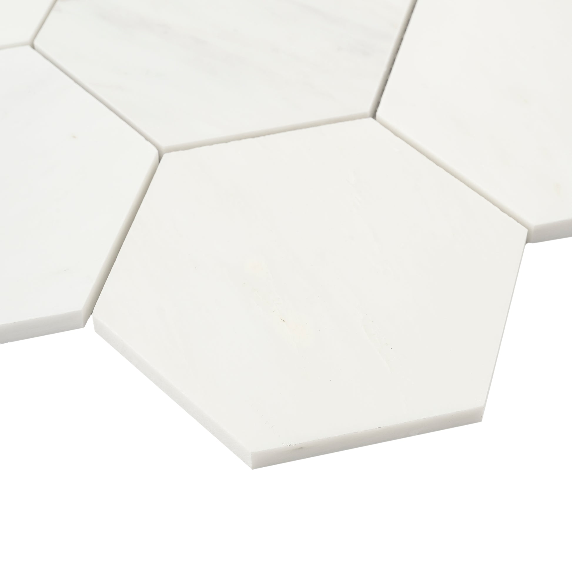 Casablanca Carrara 5 Inch Hexagon Mosaic Marble Tile | Honed-Main Inventory-All Products,Natural Stone-Riad Tile