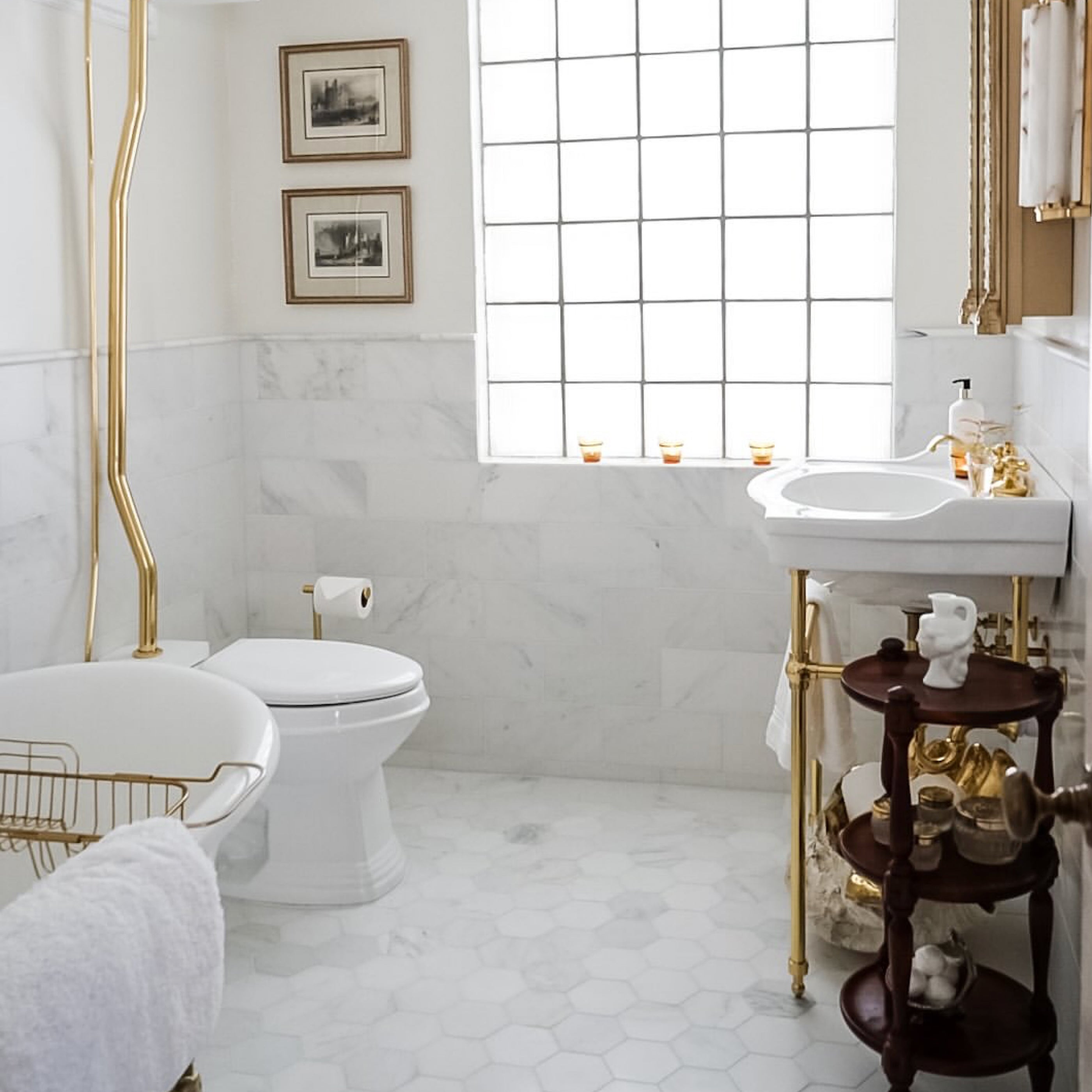 Casablanca Carrara 6x12 Subway Marble Tile | Honed-Natural Stone, installed on the wall in bathroom-Riad Tile