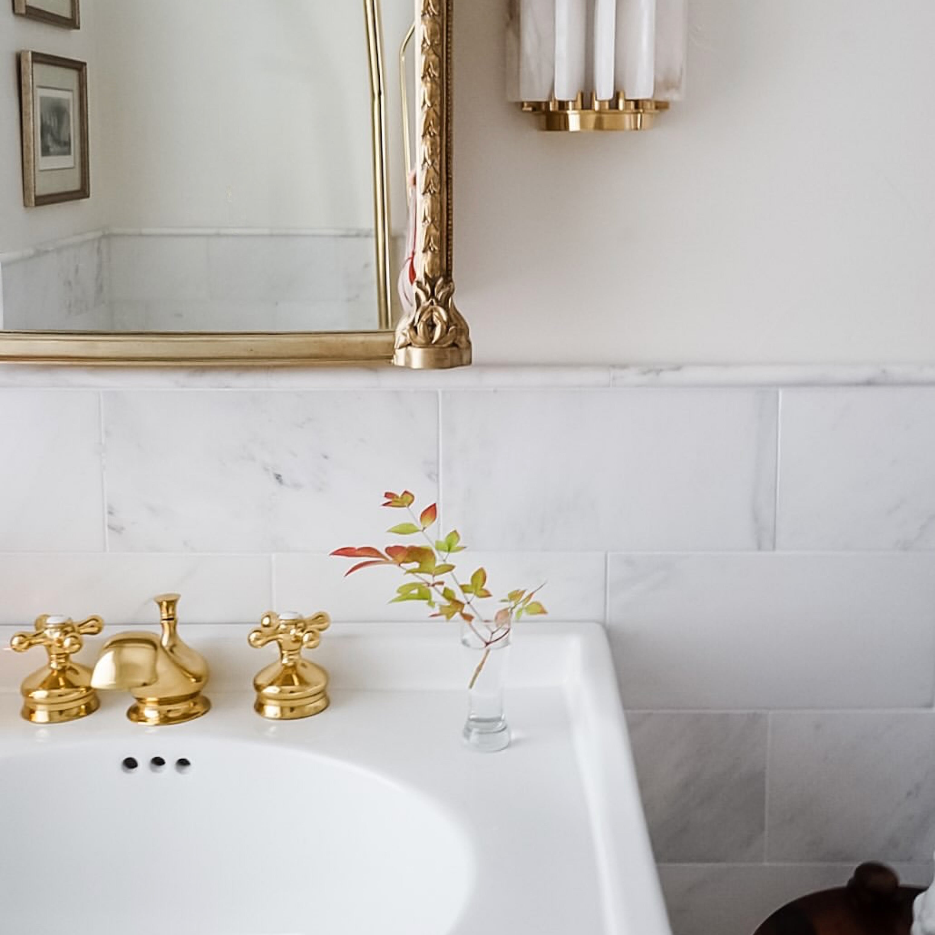 Casablanca Carrara 6x12 Subway Marble Tile | Honed-Natural Stone, installed on the wall in bathroom-Riad Tile