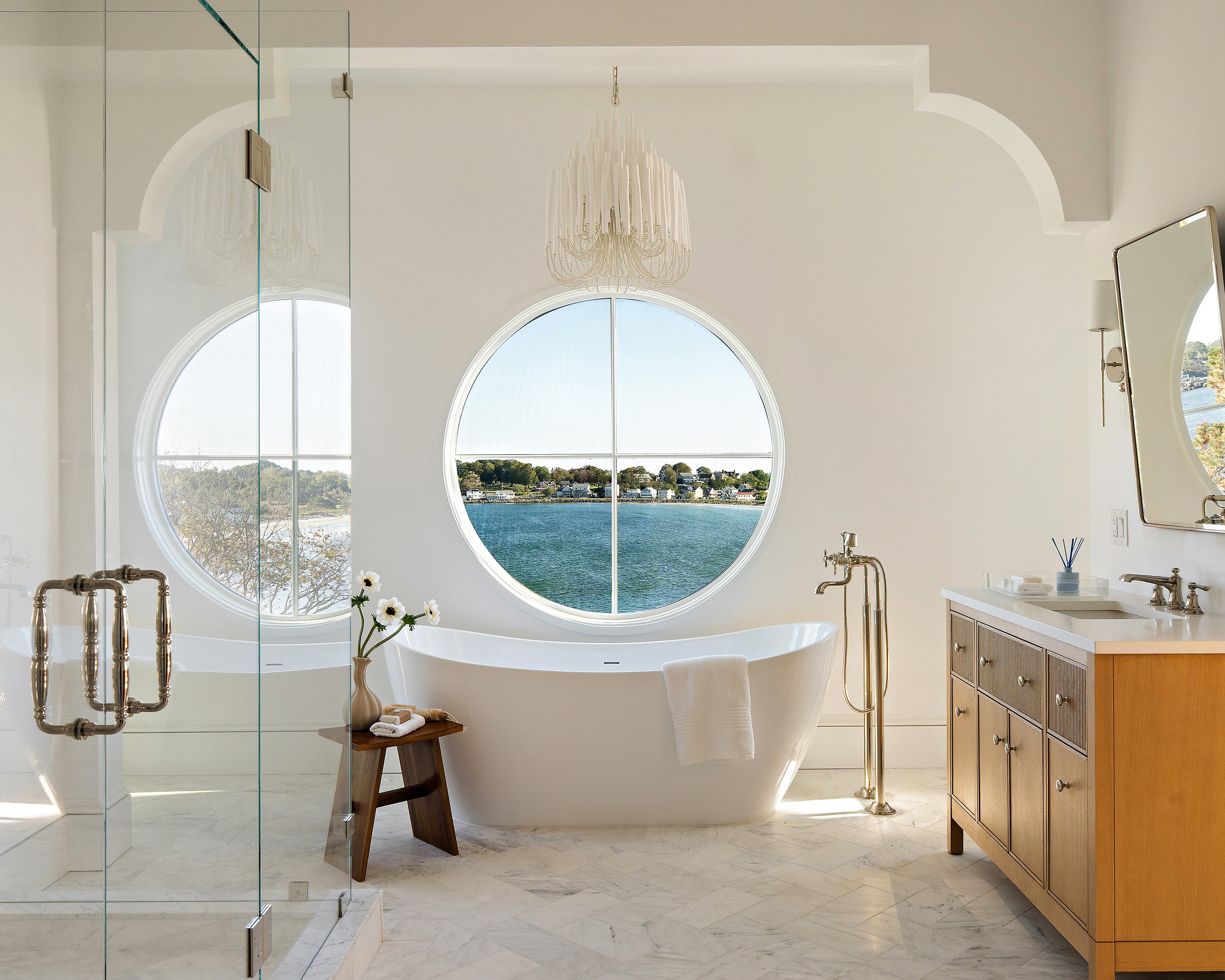 Casablanca Carrara 6x12 Subway Marble Tile | Honed-Natural Stone, installed on the floor in bathroom-Riad Tile