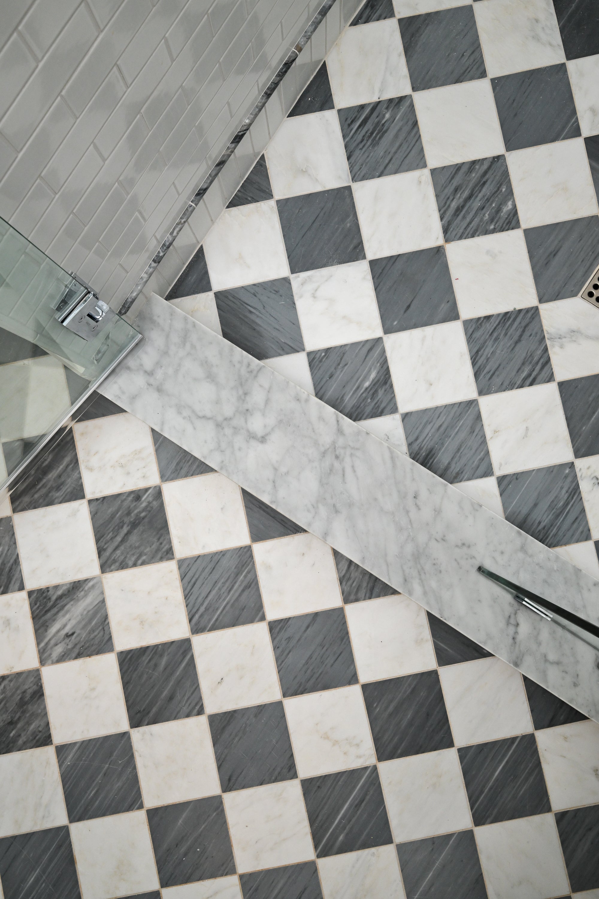 Casablanca Carrara & Bardiglio Grey Marble 3 Inch Checkerboard Mosaic Marble Tile | Honed-Main Inventory-All Products,Checkerboard,Natural Stone-Riad Tile