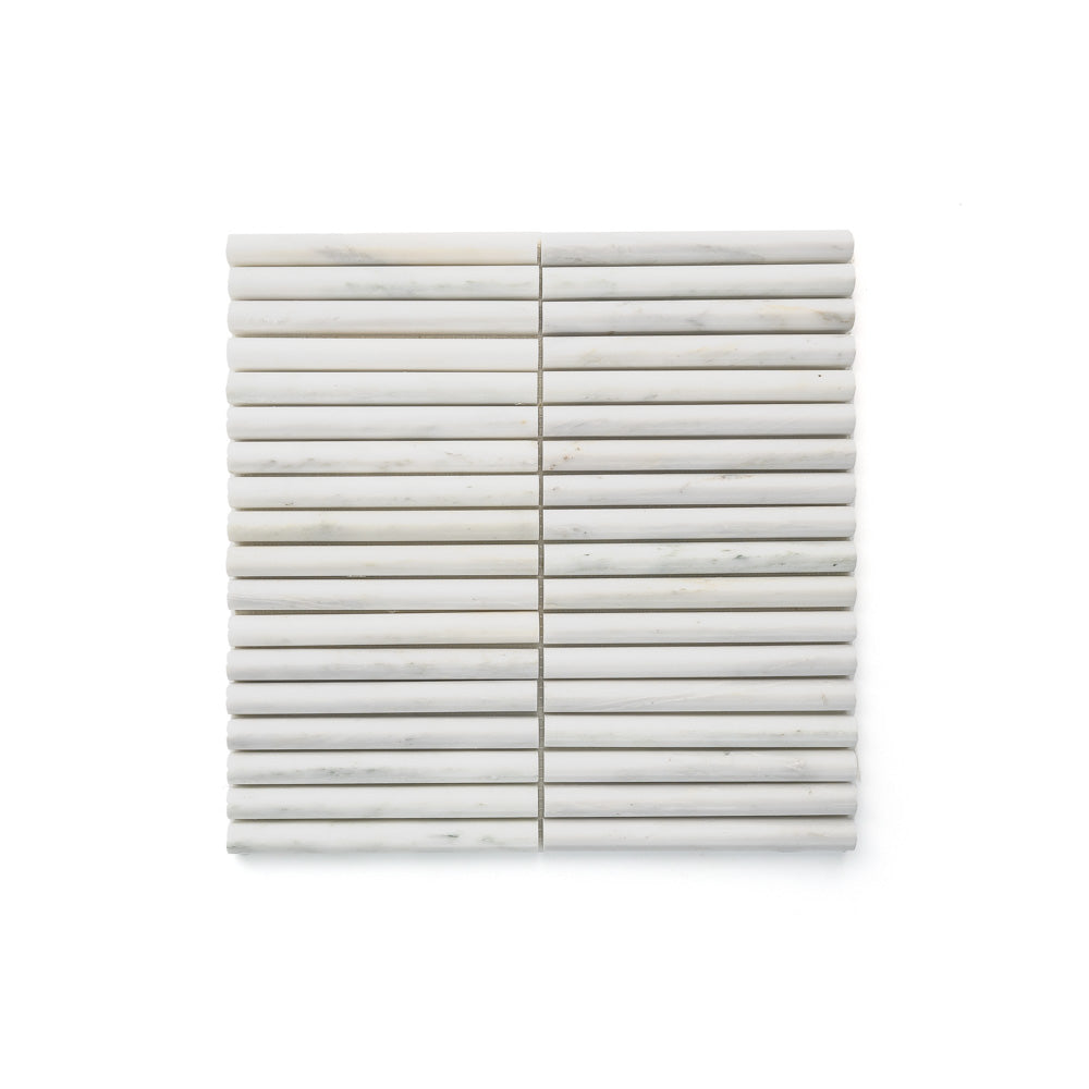 Casablanca Carrara Cabochon Pencil Mosaic Marble Tile | Honed-Main Inventory-All Products,Natural Stone-Riad Tile