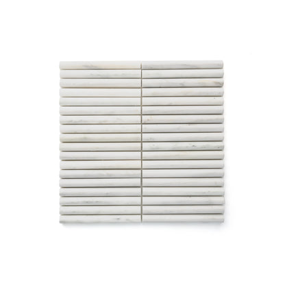 Casablanca Carrara Cabochon Pencil Mosaic Marble Tile | Honed-Main Inventory-All Products,Natural Stone-Riad Tile