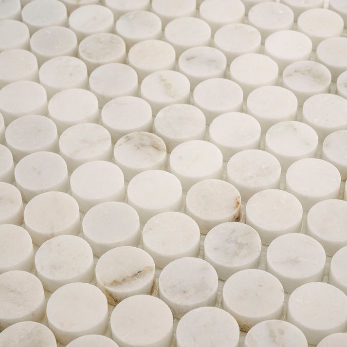 Casablanca Gold 1 Inch Penny Round Mosaic Marble Tile | Honed-Main Inventory-All Products,Natural Stone-Riad Tile