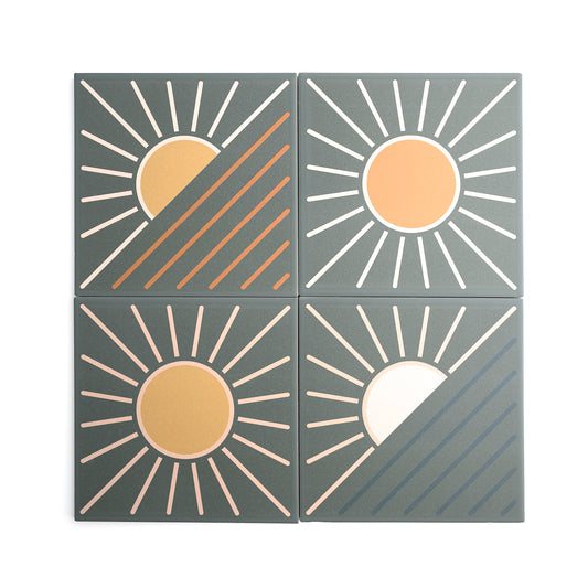 Sample: Sunny Days Ceramic Tile | Dark (1 sample = 4 tiles)-Sample-Sample-Riad Tile