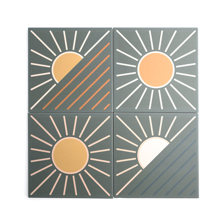 Sample: Sunny Days Ceramic Tile | Dark (1 sample = 4 tiles)-Sample-Sample-Riad Tile