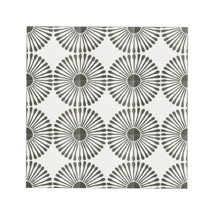 Dandelion Black & White Ceramic Tile-Main Inventory-All Products,Patterns,Under 10-Riad Tile