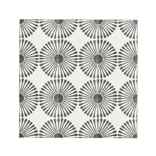 Dandelion Black & White Ceramic Tile-Main Inventory-All Products,Patterns,Under 10-Riad Tile
