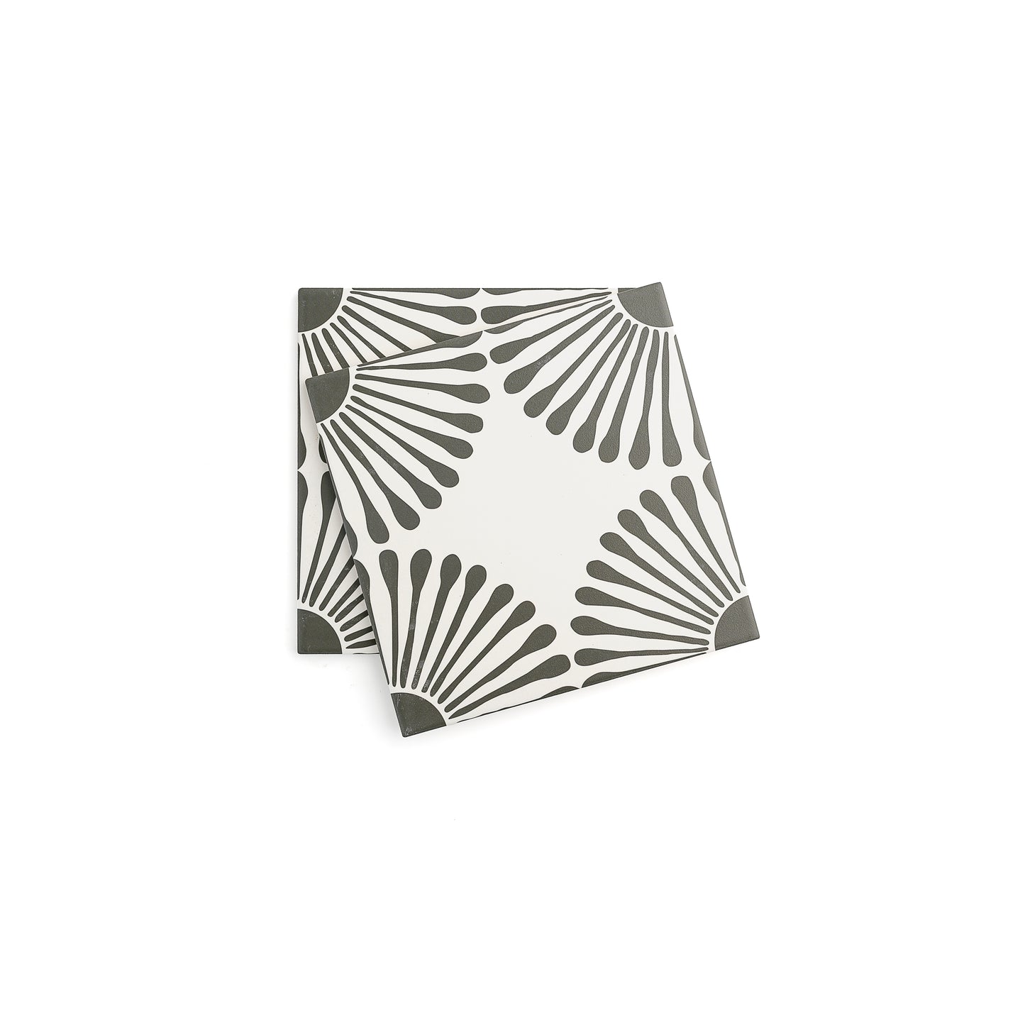 Dandelion Black & White Ceramic Tile-Main Inventory-All Products,Patterns,Under 10-Riad Tile