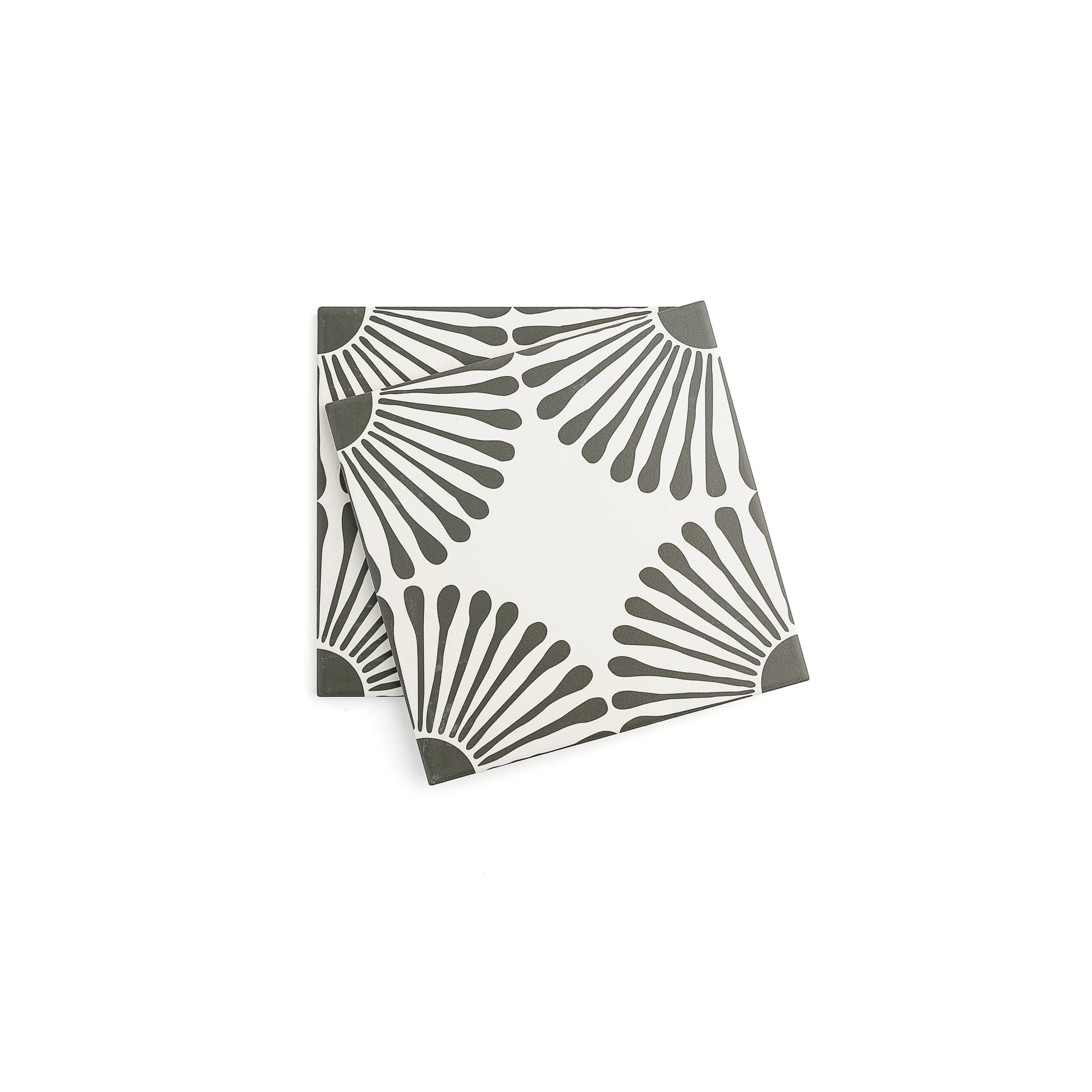 Dandelion Black & White Ceramic Tile-Main Inventory-All Products,Patterns,Under 10-Riad Tile