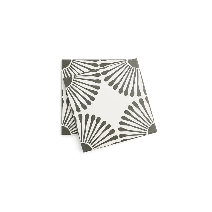 Dandelion Black & White Ceramic Tile-Main Inventory-All Products,Patterns,Under 10-Riad Tile