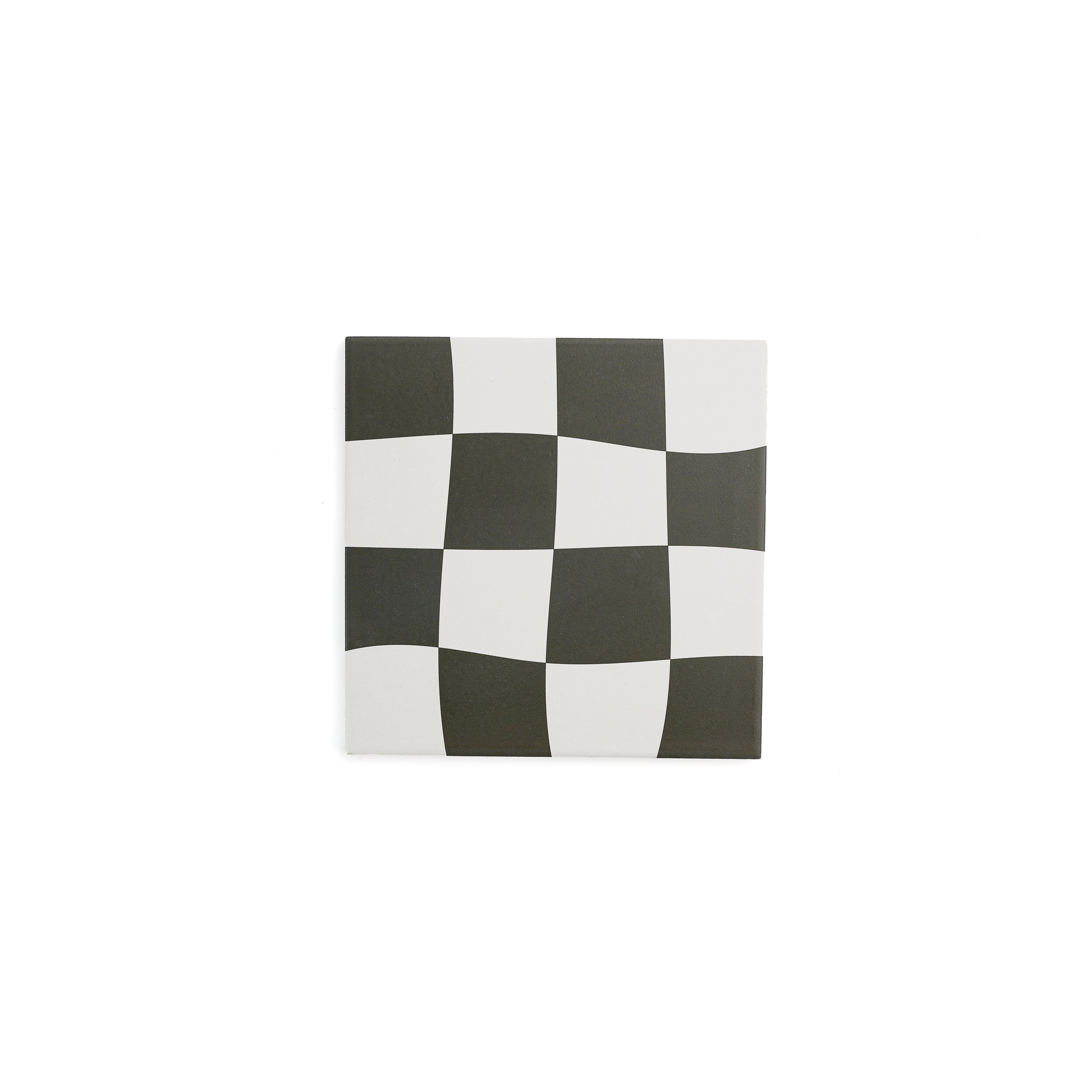 Drunken Checkerboard Black & White Ceramic Tile