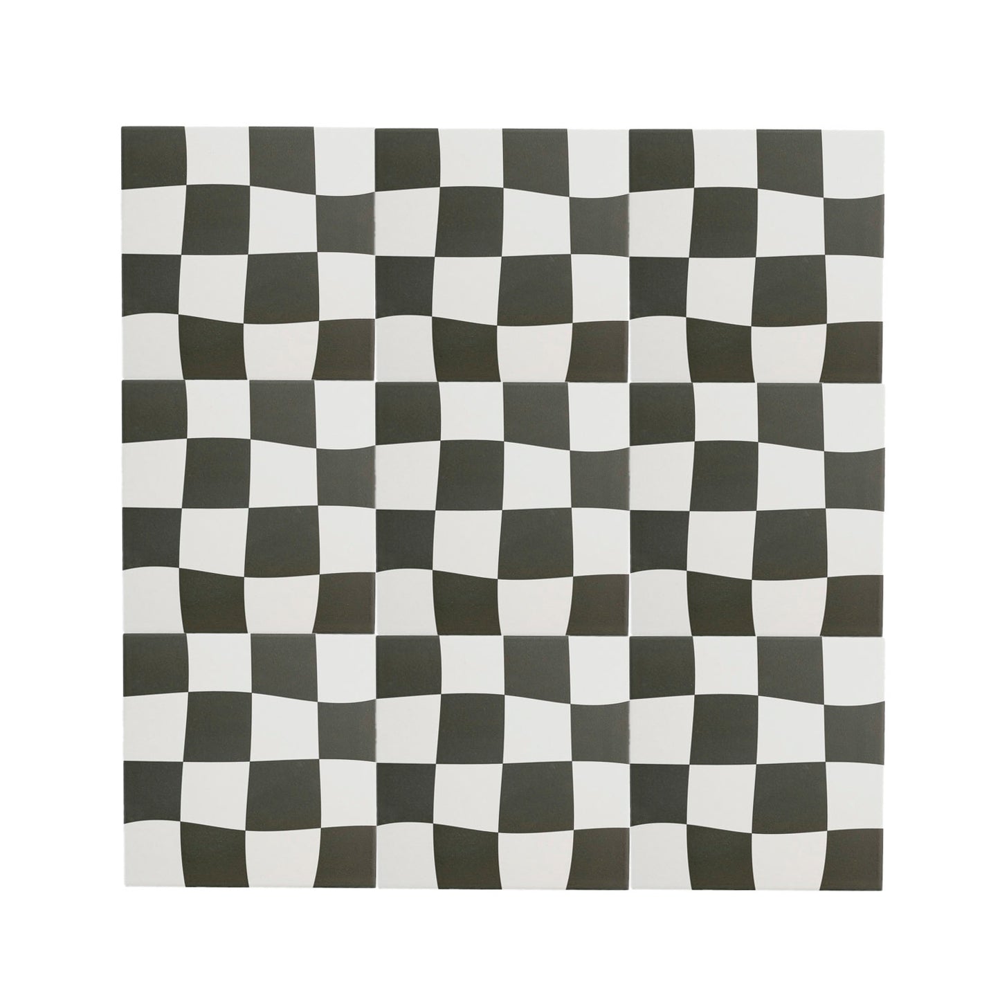 Drunken Checkerboard Black & White Ceramic Tile-Main Inventory-All Products,Patterns,Under 10-Riad Tile