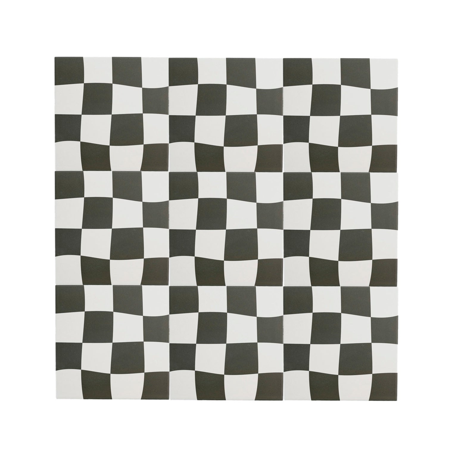 Drunken Checkerboard Black & White Ceramic Tile-Main Inventory-All Products,Patterns,Under 10-Riad Tile