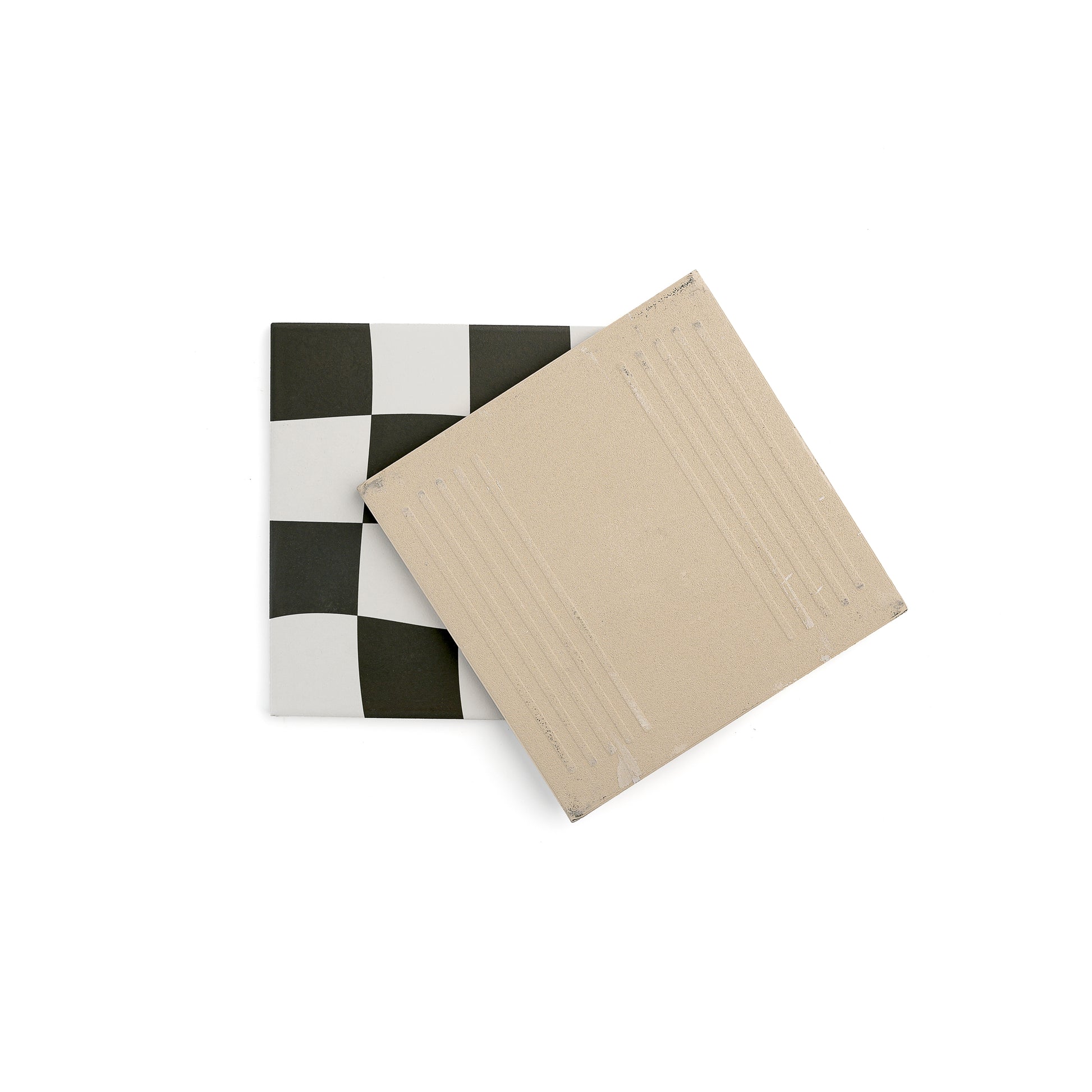 Drunken Checkerboard Black & White Ceramic Tile-Main Inventory-All Products,Patterns,Under 10-Riad Tile