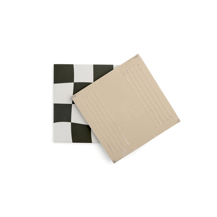 Drunken Checkerboard Black & White Ceramic Tile-Main Inventory-All Products,Patterns,Under 10-Riad Tile