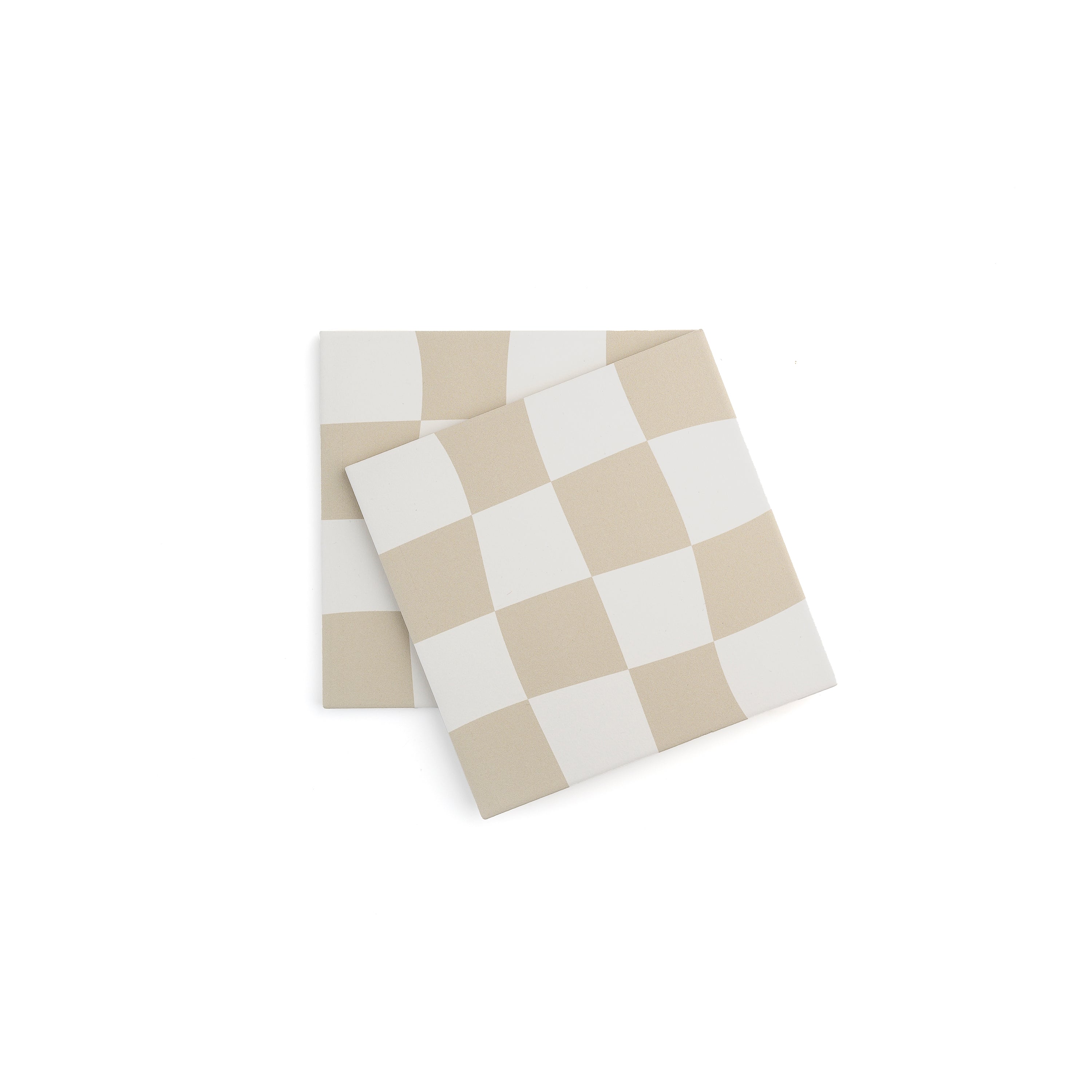 Drunken Checkerboard Putty Ceramic Tile