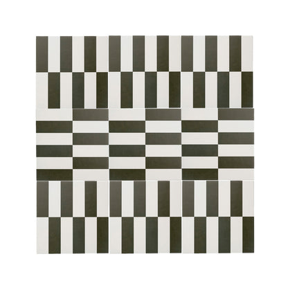 Long Checkerboard Black & White Ceramic Tile-Main Inventory-All Products,Patterns,Under 10-Riad Tile