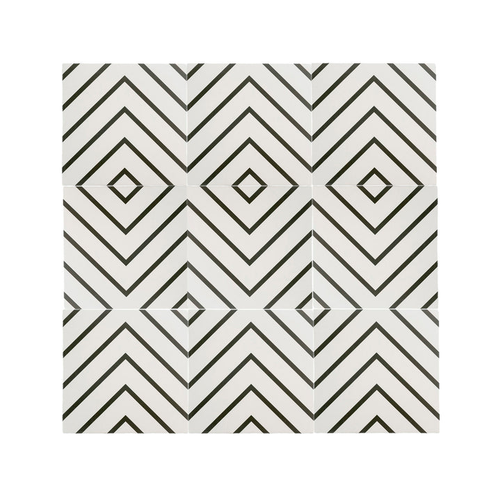 Maya White & Black Ceramic Tile-Main Inventory-All Products,Patterns,Under 10-Riad Tile