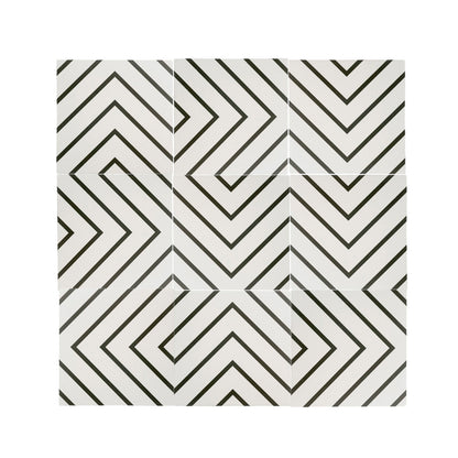 Maya White & Black Ceramic Tile-Main Inventory-All Products,Patterns,Under 10-Riad Tile