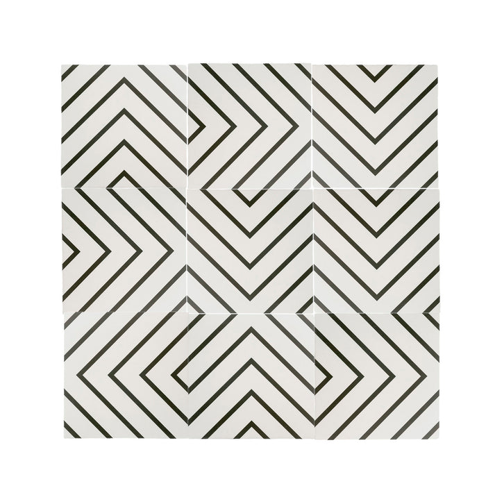 Maya White & Black Ceramic Tile-Main Inventory-All Products,Patterns,Under 10-Riad Tile