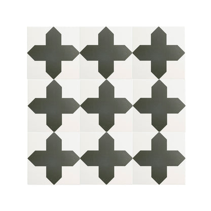 Star and Cross Black & White Ceramic Tile-Main Inventory-All Products,Patterns,Under 10-Riad Tile