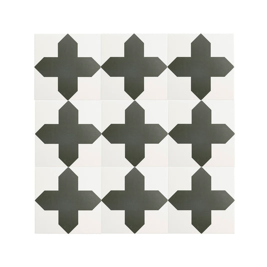 Star and Cross Black & White Ceramic Tile-Main Inventory-All Products,Patterns,Under 10-Riad Tile
