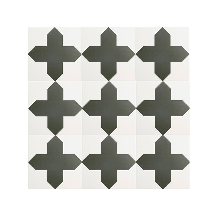 Star and Cross Black & White Ceramic Tile-Main Inventory-All Products,Patterns,Under 10-Riad Tile