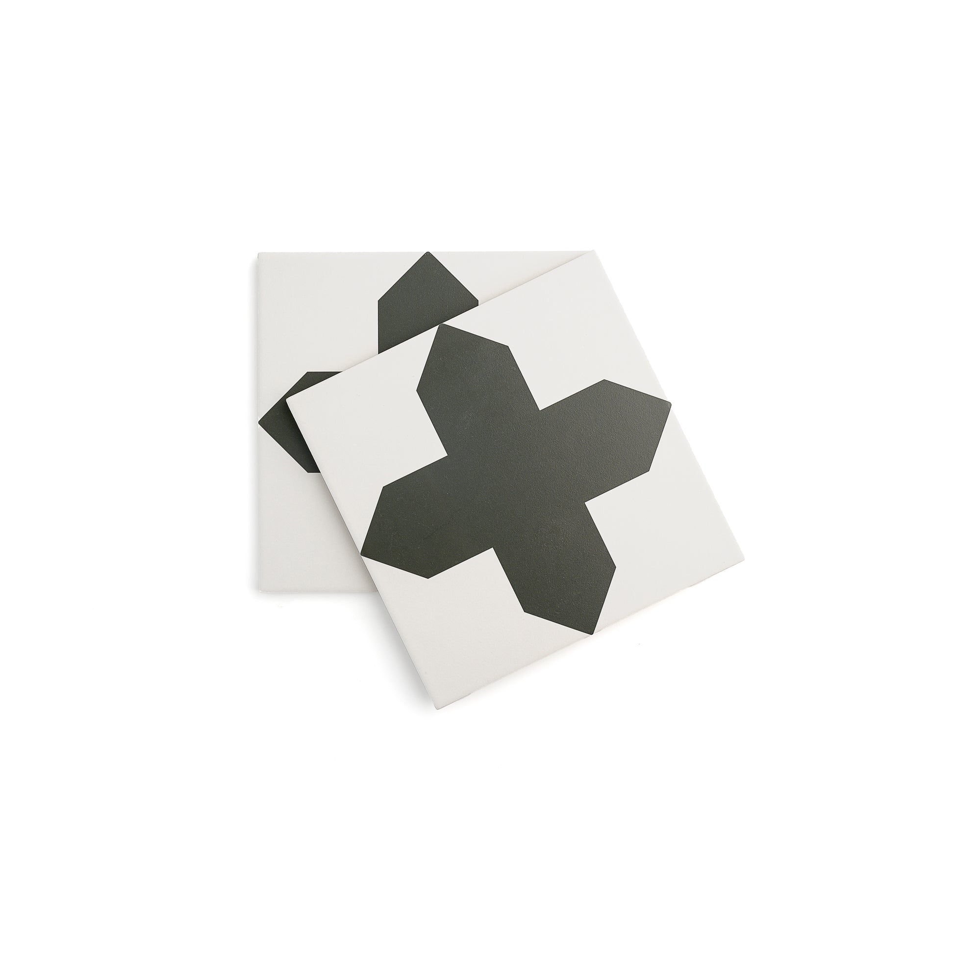Star and Cross Black & White Ceramic Tile-Main Inventory-All Products,Patterns,Under 10-Riad Tile