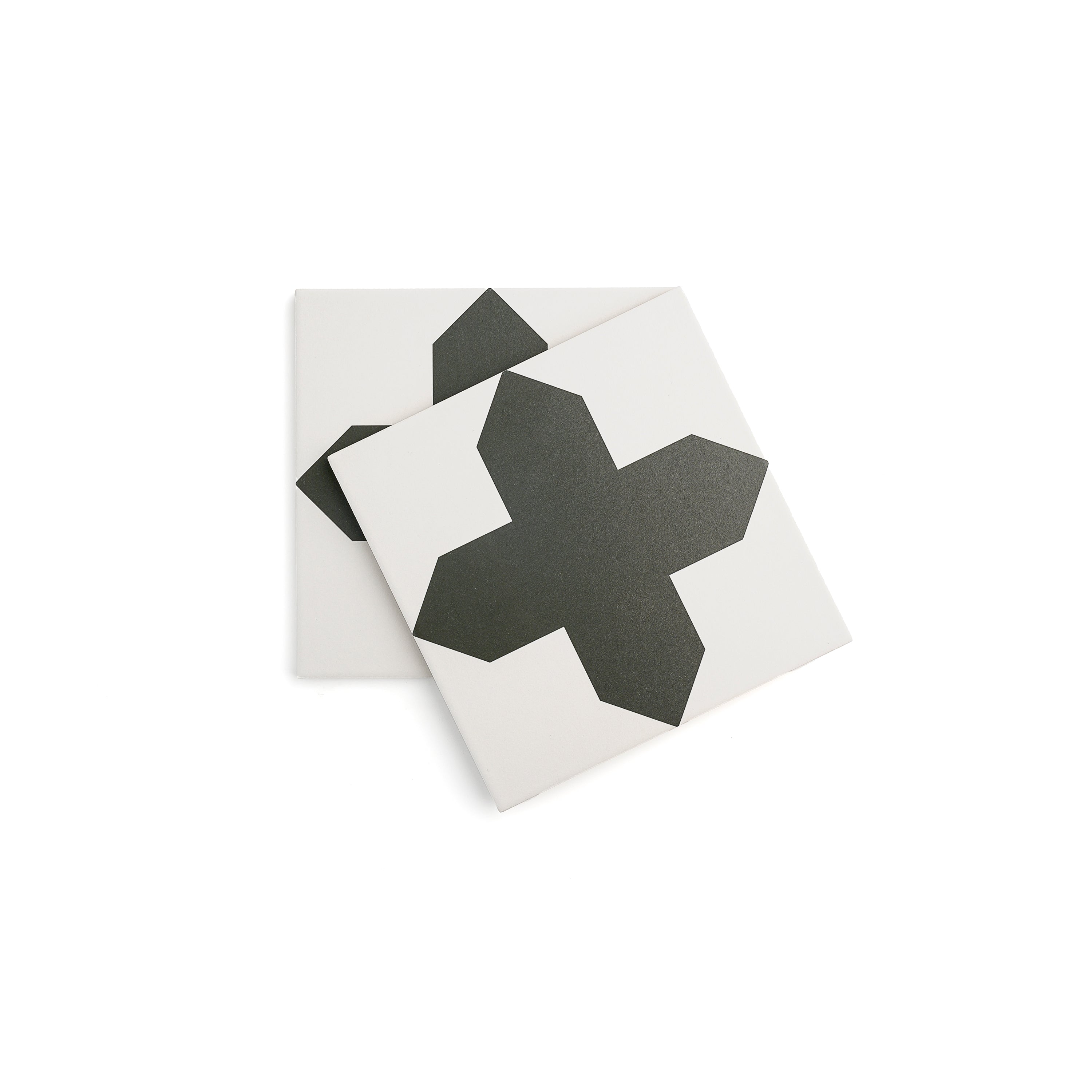 Star and Cross Black & White Ceramic Tile