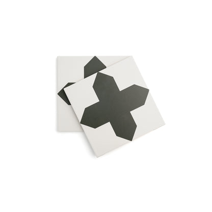 Star and Cross Black & White Ceramic Tile-Main Inventory-All Products,Patterns,Under 10-Riad Tile
