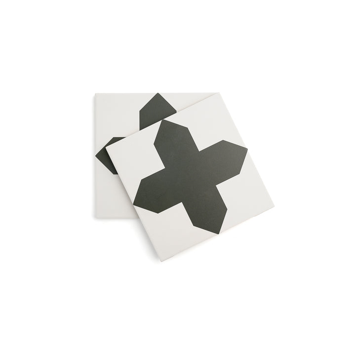 Star and Cross Black & White Ceramic Tile-Main Inventory-All Products,Patterns,Under 10-Riad Tile