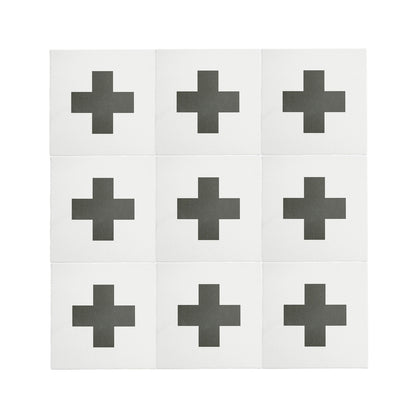 Swiss Cross Black & White Ceramic Tile-Main Inventory-All Products,Patterns,Under 10-Riad Tile