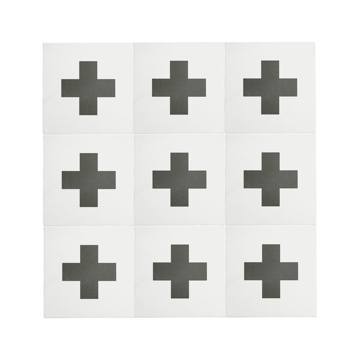 Swiss Cross Black & White Ceramic Tile-Main Inventory-All Products,Patterns,Under 10-Riad Tile