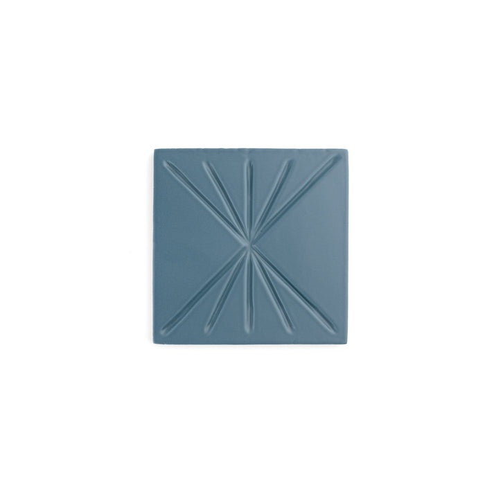 Sample: Tepoz Blue 6x6 Dimensional Relief Artisan Ceramic Tile (1 sample)-Sample-Sample-Riad Tile