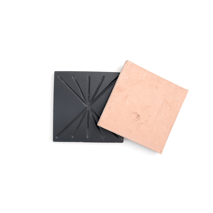 Tepoz Black 6x6 Dimensional Relief Artisan Ceramic Tile-Main Inventory-All Products,Patterns-Riad Tile