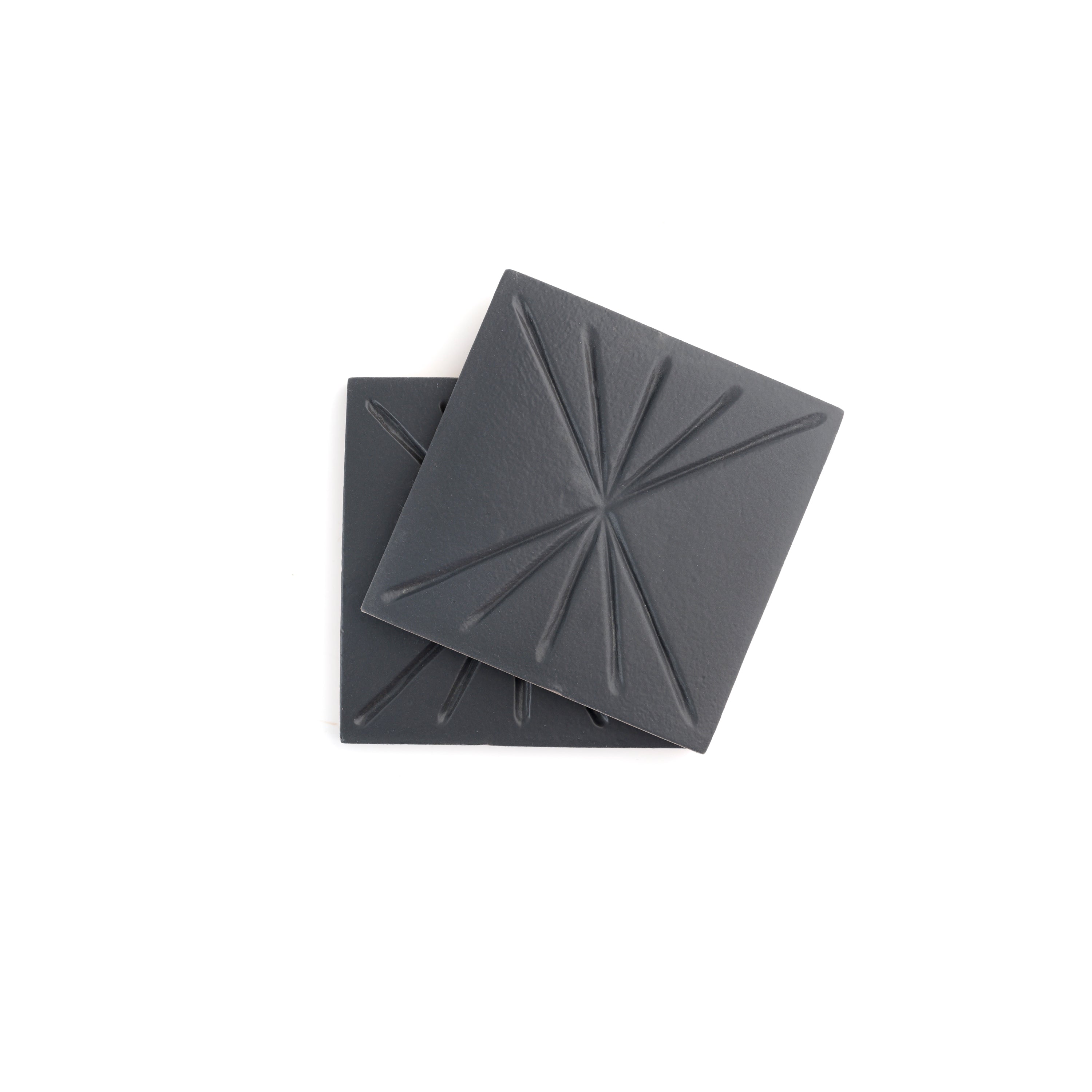 Tepoz Black 6x6 Dimensional Relief Artisan Ceramic Tile