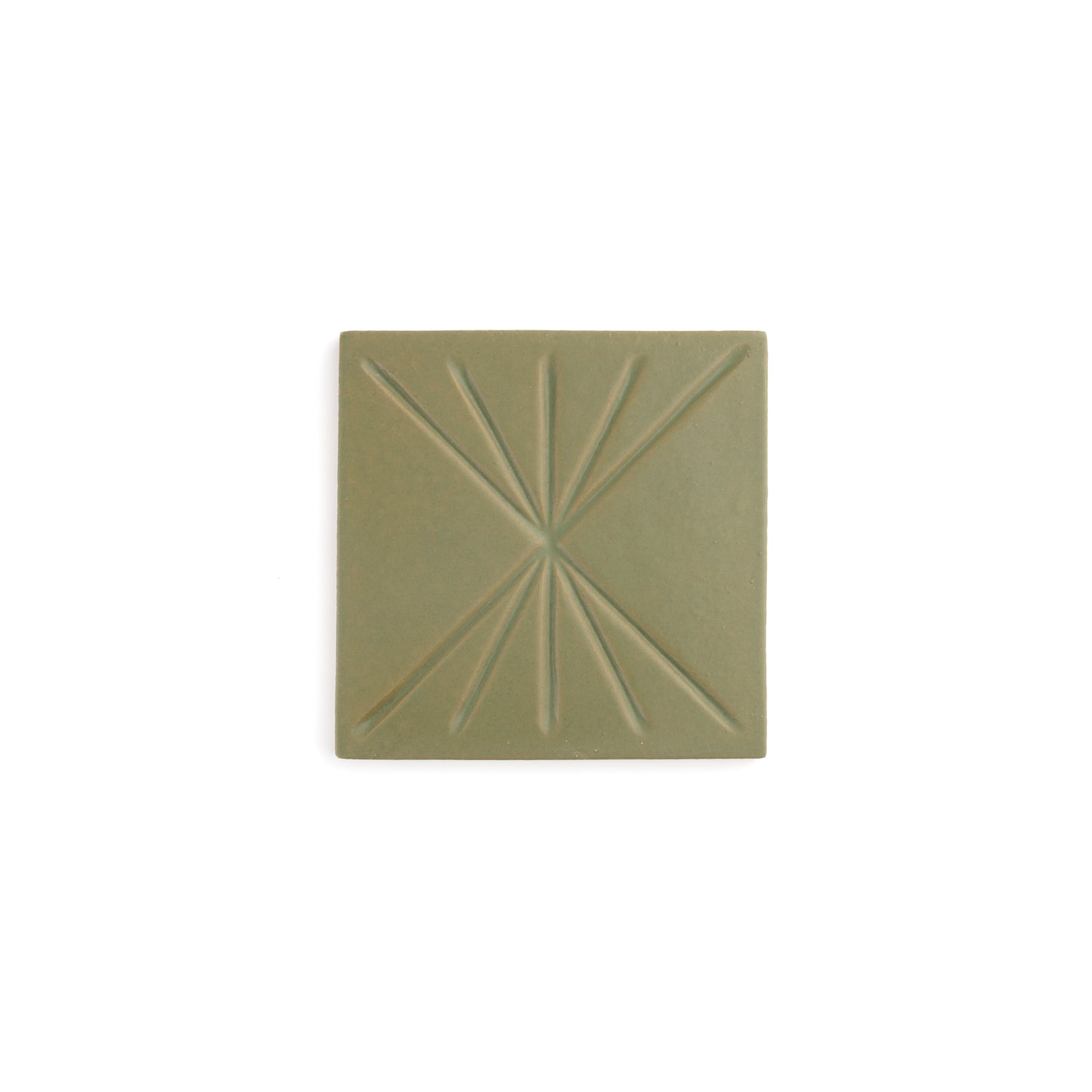 Sample: Tepoz Green 6x6 Dimensional Relief Artisan Ceramic Tile (1 sample)-Sample-Sample-Riad Tile
