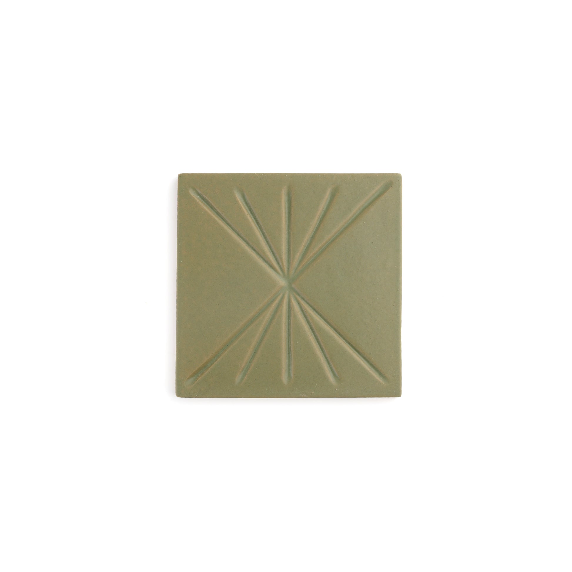Sample: Tepoz Green 6x6 Dimensional Relief Artisan Ceramic Tile (1 sample)-Sample-Sample-Riad Tile