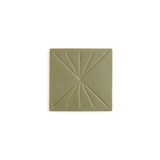 Sample: Tepoz Green 6x6 Dimensional Relief Artisan Ceramic Tile (1 sample)-Sample-Sample-Riad Tile