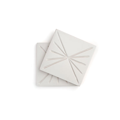 Tepoz White 6x6 Dimensional Relief Artisan Ceramic Tile-Main Inventory-All Products,Neutral Ceramic,Patterns-Riad Tile
