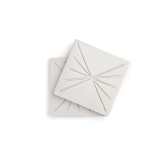 Tepoz White 6x6 Dimensional Relief Artisan Ceramic Tile-Main Inventory-All Products,Neutral Ceramic,Patterns-Riad Tile