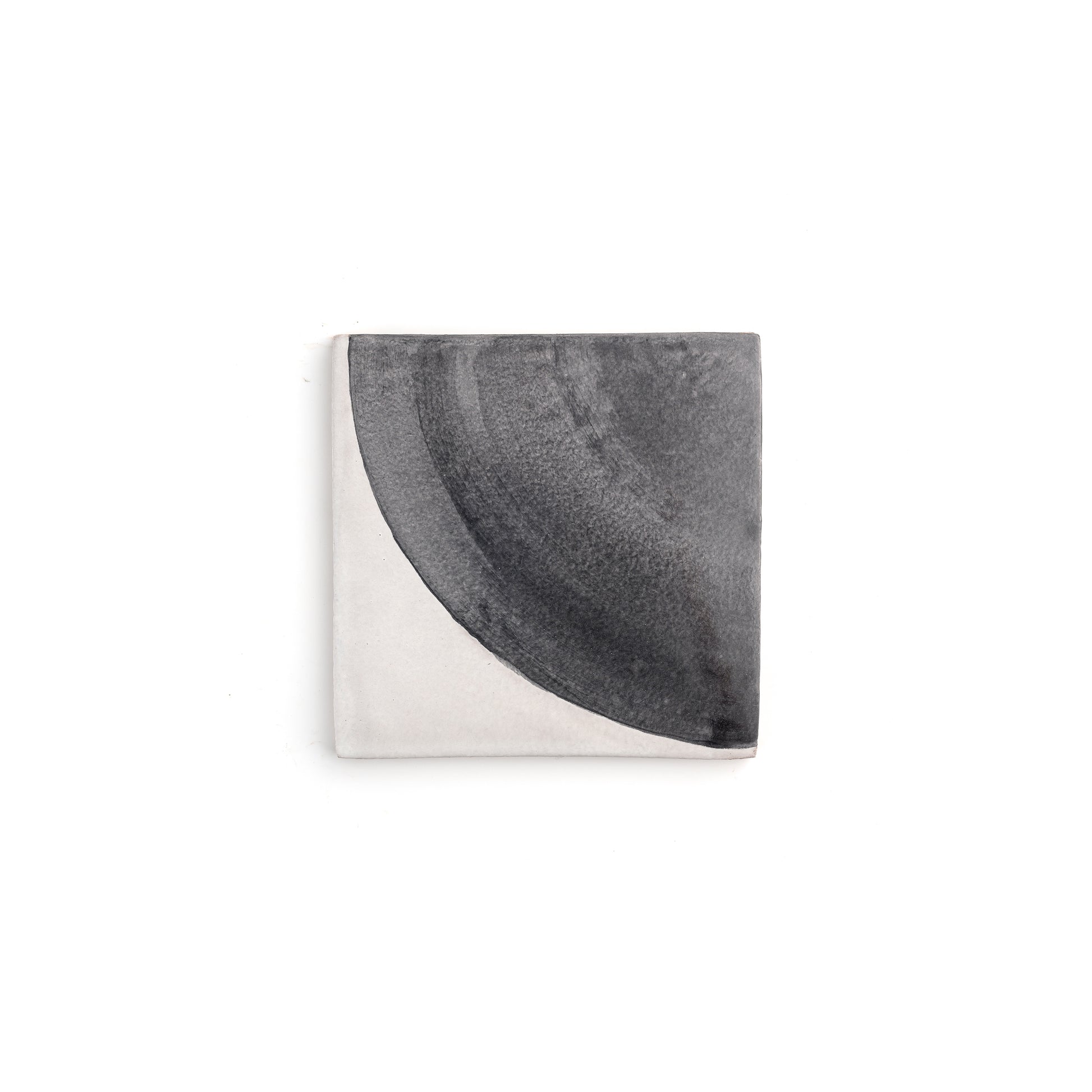 Sample: Crest Black 6x6 Hand Painted Artisan Ceramic Tile (1 sample)-Sample-Sample-Riad Tile