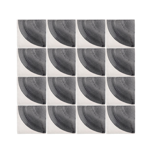 Crest Black 6x6 Hand Painted Artisan Ceramic Tile-Main Inventory-All Products,Patterns-Riad Tile