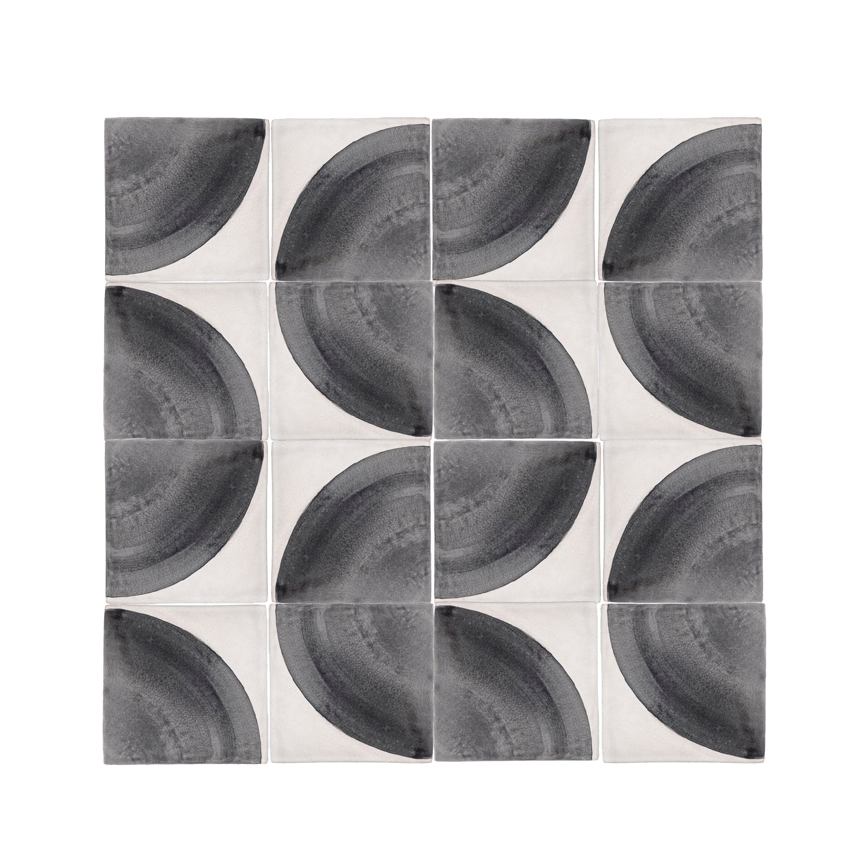 Crest Black 6x6 Hand Painted Artisan Ceramic Tile-Main Inventory-All Products,Patterns-Riad Tile