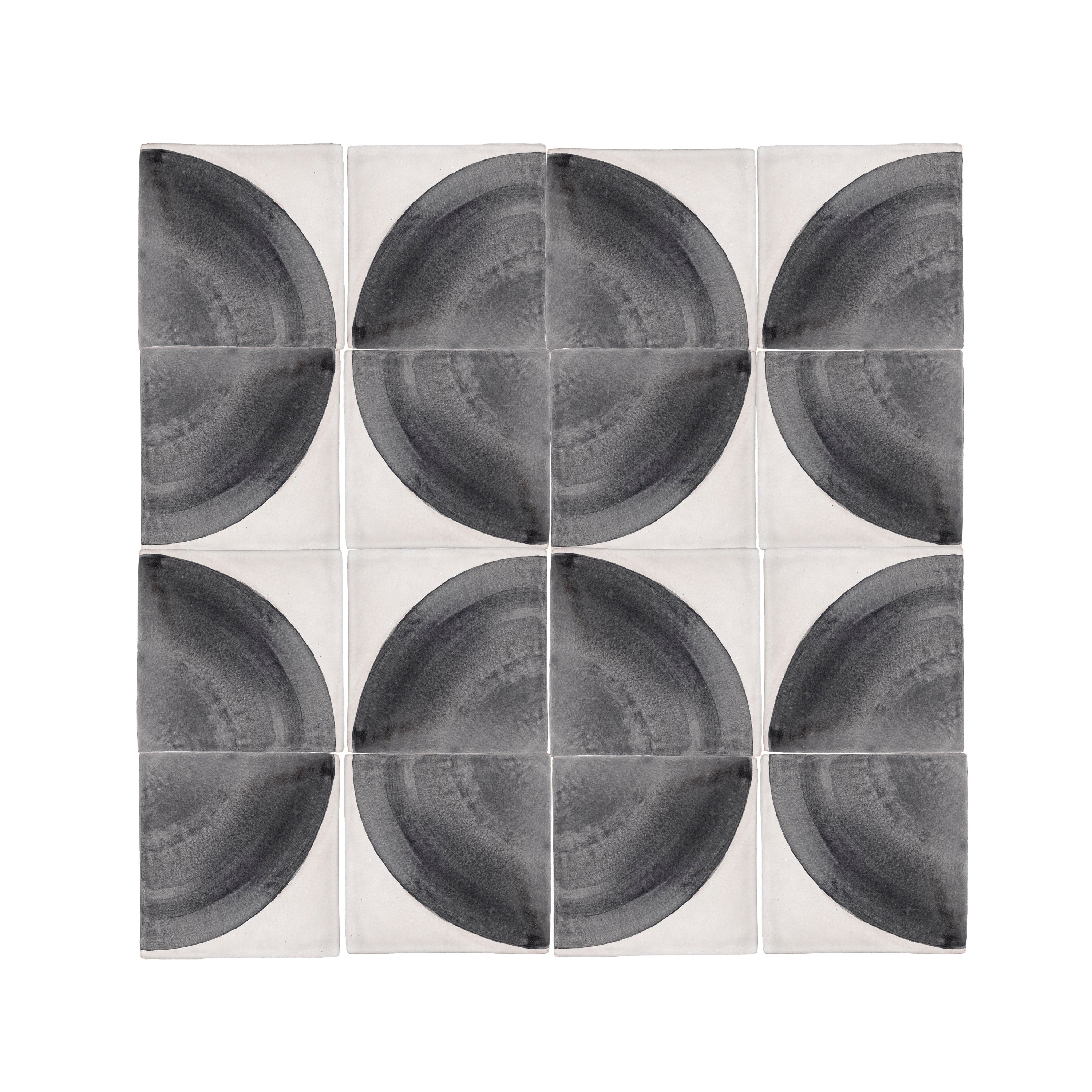 Crest Black 6x6 Hand Painted Artisan Ceramic Tile-Main Inventory-All Products,Patterns-Riad Tile