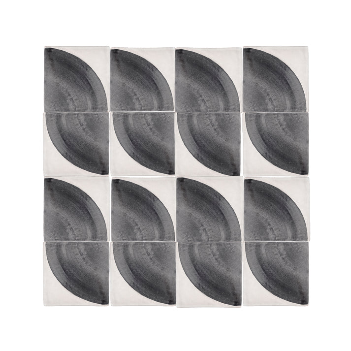 Crest Black 6x6 Hand Painted Artisan Ceramic Tile-Main Inventory-All Products,Patterns-Riad Tile