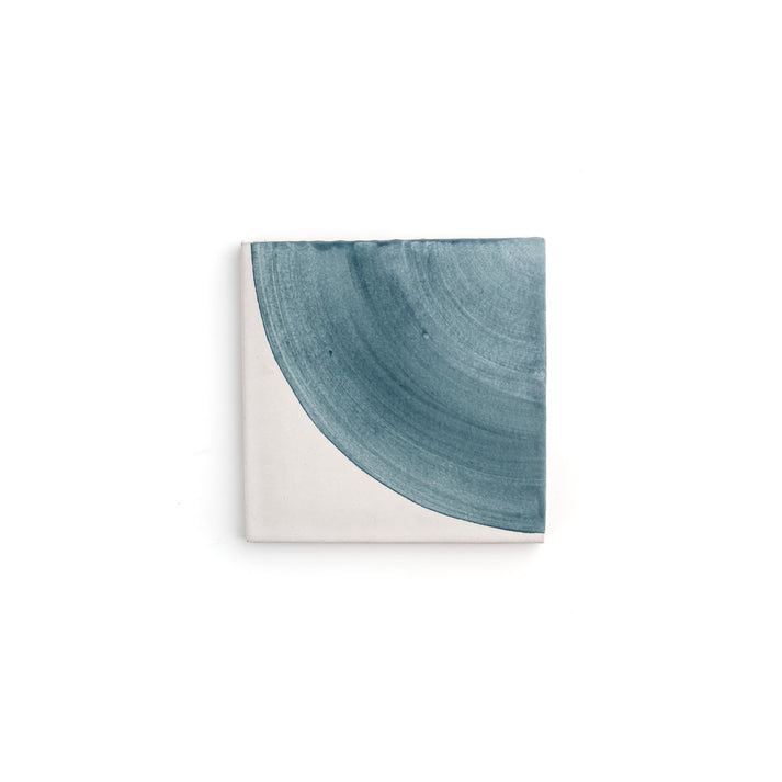 Sample: Crest Blue 6x6 Hand Painted Artisan Ceramic Tile (1 sample)-Sample-Sample-Riad Tile
