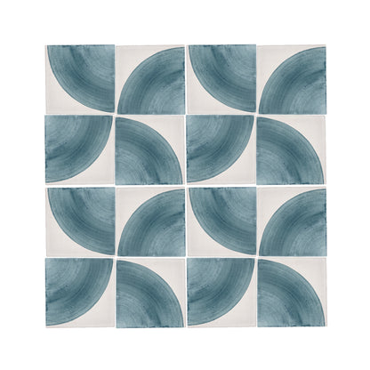 Crest Blue 6x6 Hand Painted Artisan Ceramic Tile-Main Inventory-All Products,Patterns-Riad Tile